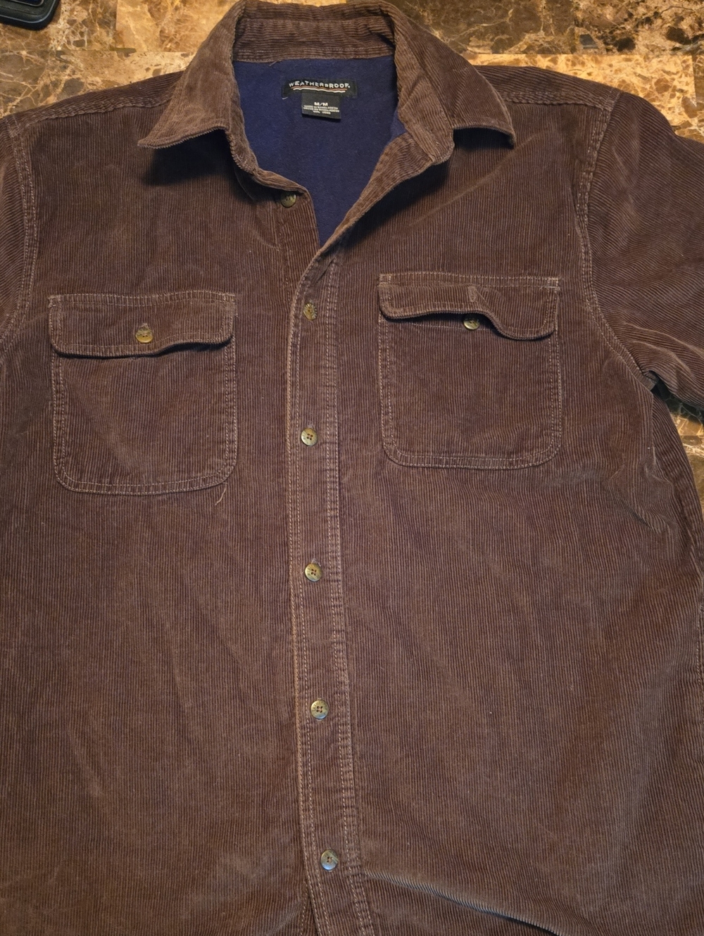 Weatherproof Vintage Shirt Men' Size M Brown Corduroy Button Up Pocket Shacket